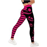 Womens Halloween Leggings with Demon Printed High Waist Workout Plus Size Gym Athletic Running Yoga Pants