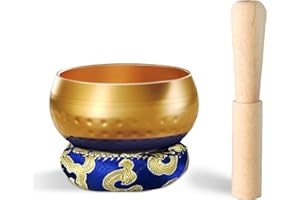 REGIS Tibetan Singing Bowl Set ， Mindfulness, and Stress Relief zen decor，Bowl Handcrafted in Nepal for Healing and Mindfulness (gold, 3 inch)