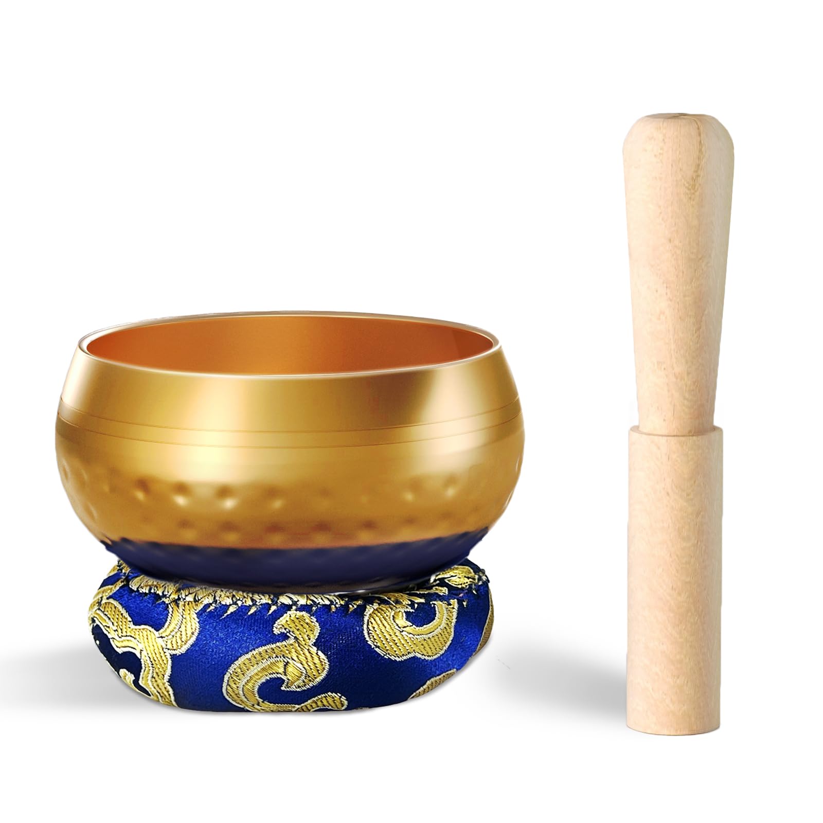 REGIS Tibetan Singing Bowl Set ， Mindfulness, and Stress Relief zen decor，Bowl Handcrafted in Nepal for Healing and Mindfulness(gold, 3 inch)