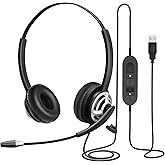 MAIRDI USB Headset With Microphone for Computer, PC, Laptop - Noise Canceling for Teams, Zoom, Office, Call Center, VoIP Phone Calls - Dictation for Dragon Voice Recognition
