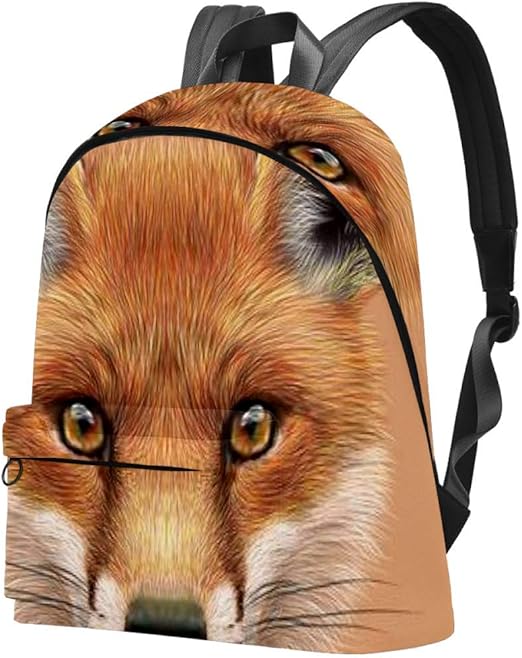 Red Fox Face Backpack Shoulder Bag Daypack for School Boys Girls