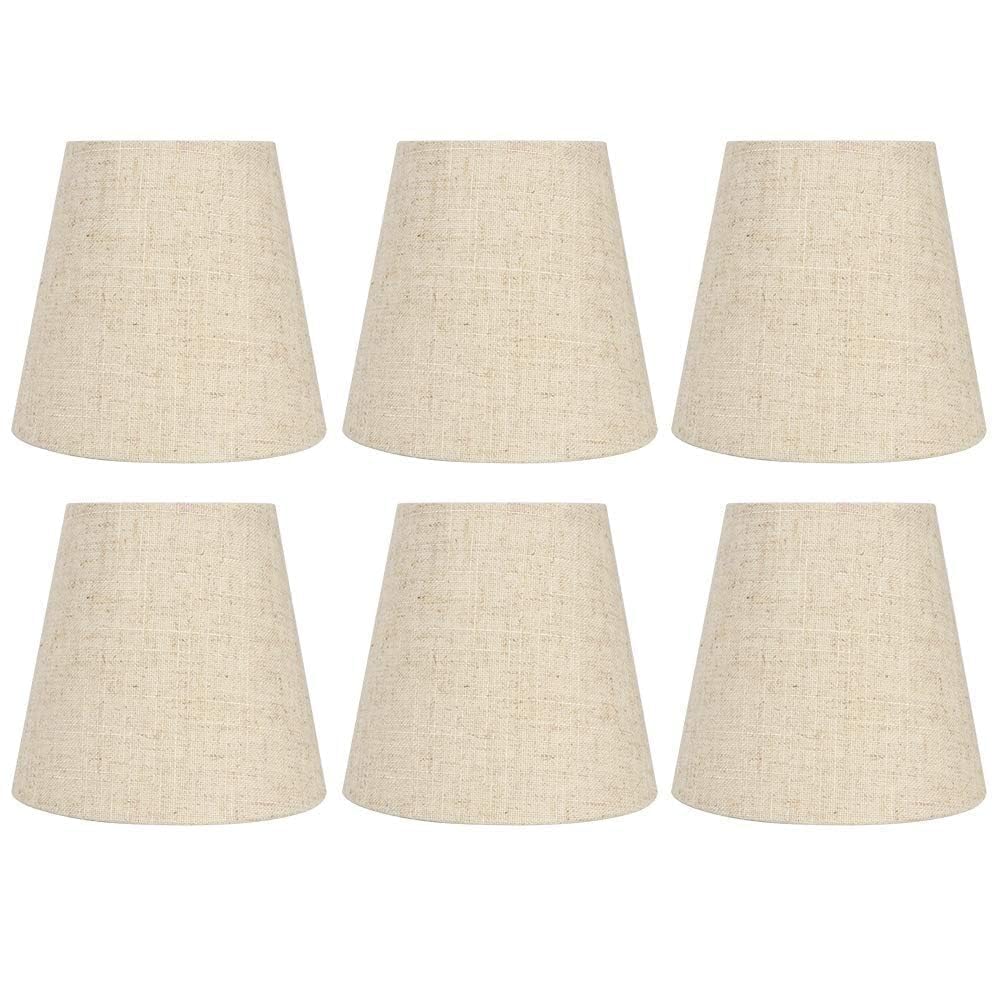 Beufee 6Pcs Small Lamp Shades, Cloth Lampshades Classic Barrel Fabric Lampshades Hand Crafted Floor Light Shades Set Modern Minimalist for home
