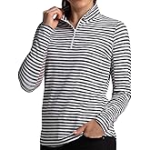 IBKUL Athleisure Wear Sun Protective UPF 50+ Icefil Cooling-Landon Stripe II Print Long Sleeve Mock Neck Top-10164