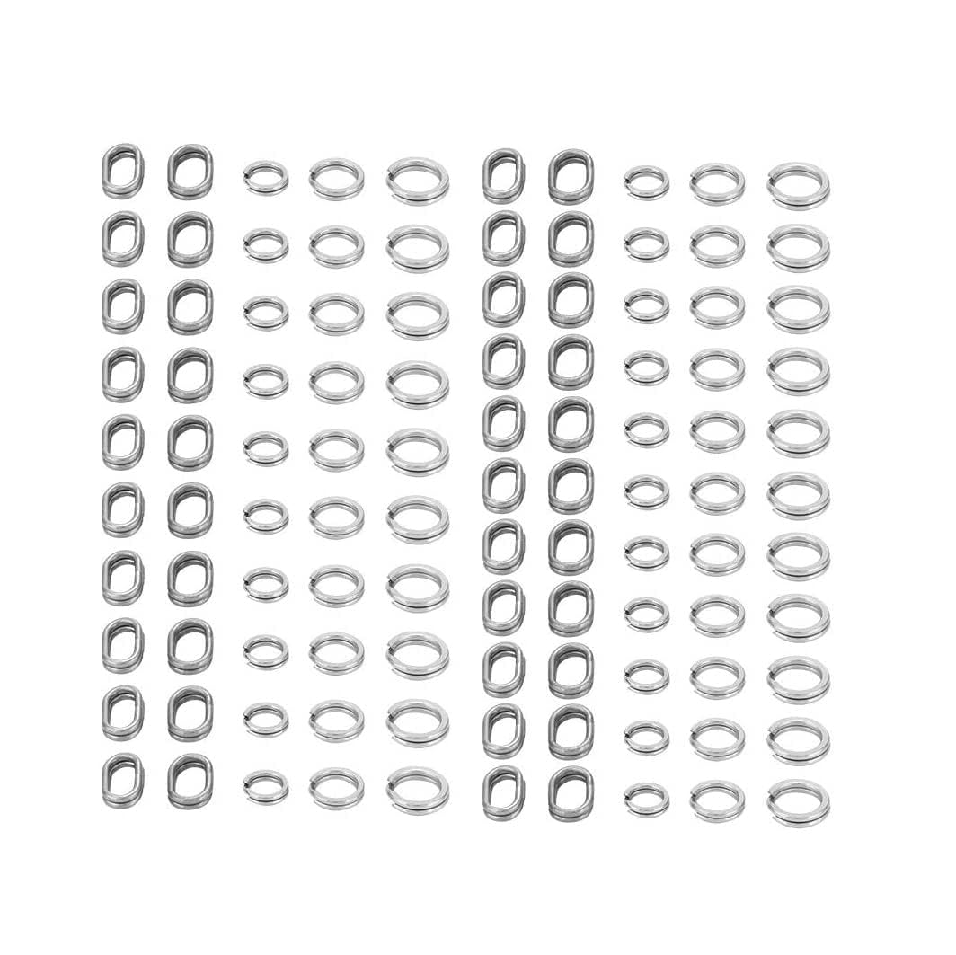 Alomejor 200pcs Fishing Split Rings Double Stainless Steel Snap Ring High Strength Fishing Lures Connector Set