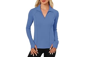 LOMON Women's Long Sleeve Athletic Tops Quarter Zip Workout Shirts Turtle Neck Fall Compression Shirt with Thumb Hole