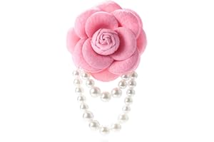 GYRMMUE Vintage Camellia Pearl Tassel Brooches Bracelet Bohemian Pearl Safety Pins Bracelets Flower Hairpin Headpieces Shawl Pins Dainty Elegant Lapel Pin Wedding Party Dress Accessories for Women