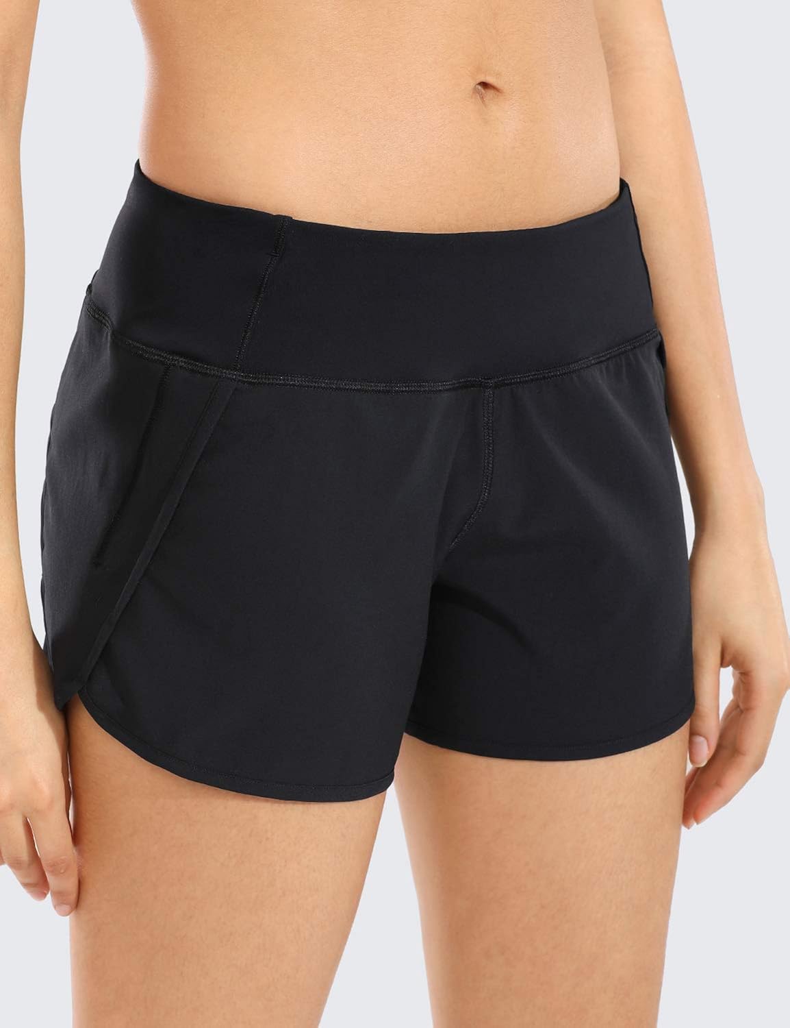 CRZ YOGA Women's Quick-Dry Athletic Sports Running Workout Shorts with Zip Pocket - 4 Inches: Clothing