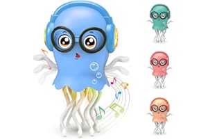 Zonopy Christmas Dancing Jellyfish Baby Toy, Crawling Jellyfish Tummy Time Toy Stocking Stuffers for Boy 3-6 Girls 6-12, Magic Dancing Music Crawling Toys for 3 4 5 6 7 8 Year Old Kids Birthday Gifts