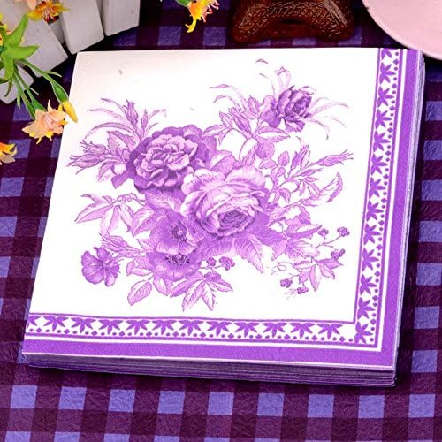 Promices 20pcs Food Grade purple flower Paper Napkins for Party Wedding Decoration