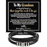 GLAVICY To My Grandson Bracelet, Bracelet Grad Gift for Grandson, Bracelets For Grandson From Grandparent, Birthday Gift Bracelets with Message Card and Box