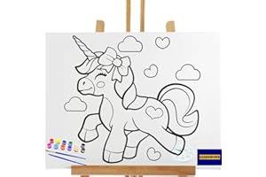 Essenburg Pre Drawn Canvas UNICORN Paint Kit | Adult & Teen Sip and Paint Party Favor | DIY Date Night Couple Activity 8X10 Canvas with paint kit (Unicorn)