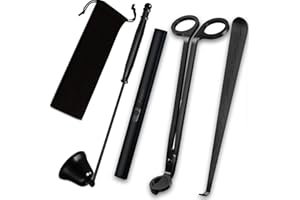 KOAKOMI 4IN1 Candle Accessory Set, Rechargeable Candle Lighter, Candle Wick Trimmer Cutter, Candle Snuffer & Candle Wick Dipper for Candle Lover Aromatherapy Gift, Stainless Steel Candle Care Kit