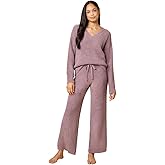 Softies Waffle Marshmallow V-Neck Lounge Set for Women – Ultra Soft 2-Piece Loungewear with Long Sleeve Top & Pants