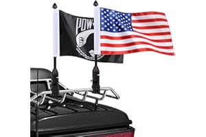 GDCREESTAR Motorcycle Foldable Flag Mount For Harley Touring Honda Goldwing CB VTX CBR Yamaha, Suitable 1/2" Round Luggage Rack flagpole mounts Accessories（2 Pack）