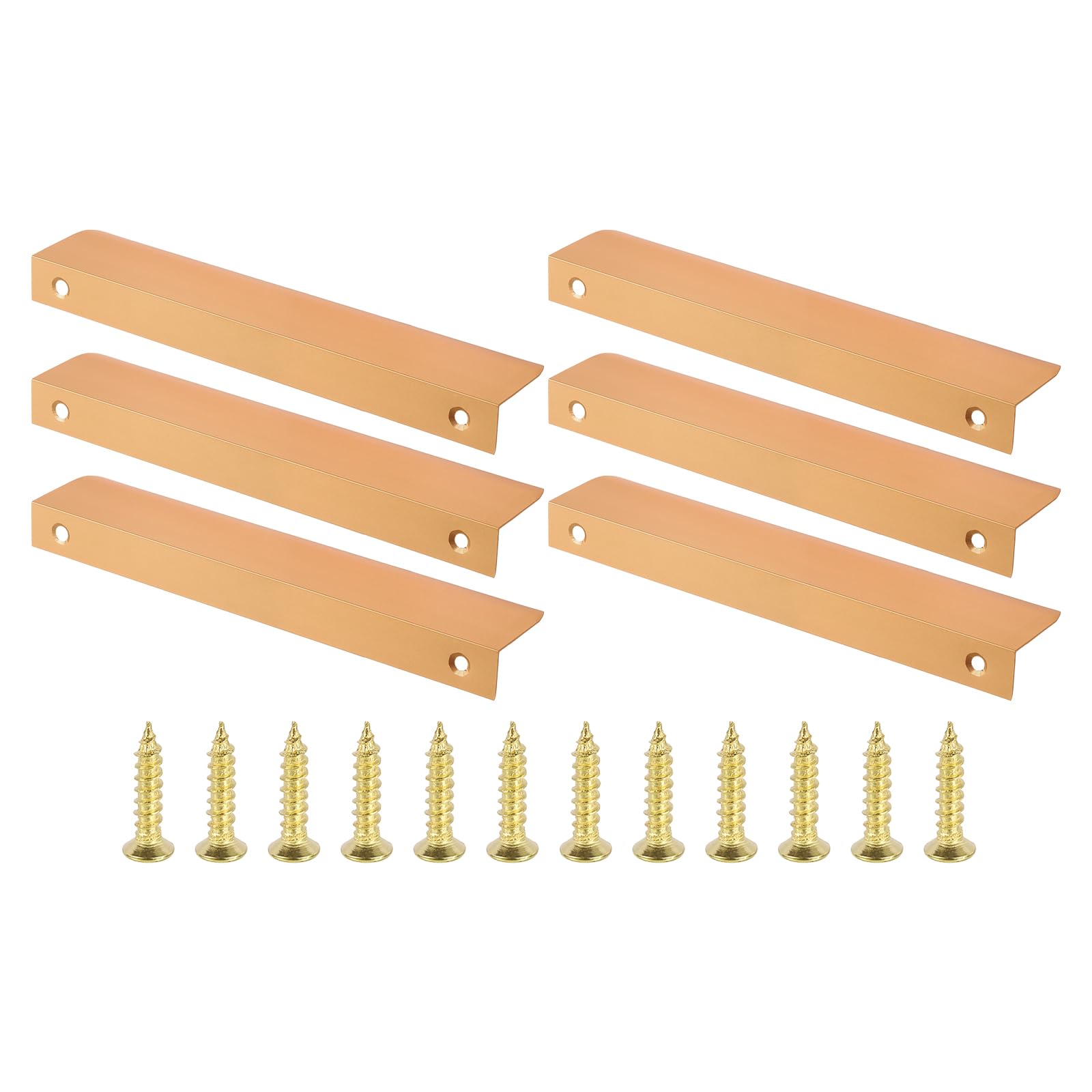 PATIKIL Mount Finger Edge Pull, 6 Pack 150mm/5.91" Aluminum Alloy Concealed Handle Cabinet Edge Pulls with Screws for Home Kitchen Furniture Door Drawer, Gold