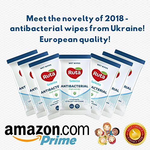 Wet Antibacterial Wipes - Sanitizer Disinfecting Wipe for Hands & Face - Moisturizing Aloe Extract - Clean Refreshing Scent - Travel Size Ultra Soft & Strong - 15 Count Travel (Pack of 8)