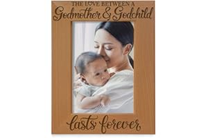 KATE POSH The Love Between a Godmother and Godchild is Forever. Baptism Gifts, Gifts from Goddaughter, from Godson on My Baptism Day. Engraved Natural Wood Picture Frame (5x7-Vertical)