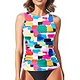 Daci Tankini Tops for Women High Neck Swim Top Tummy Control Bathing Suit Top Modest Swim Tank Top No Bottom