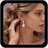Allereyae Vintage Teardrop Crystal Drop Earrings Rhinestone Stud Earrings Bling Diamond Dangle Earrings Silver Cz Wedding Bridal Earrings Jewelry for Women