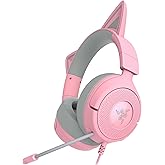 Razer Kraken Kitty V3 X Wired Gaming Headset: Kitty Ears - HyperClear Cardioid Mic - 40 mm Drivers - 7.1 Surround Sound - Comfy Ear Cushions - Cross-Platform via 3.5mm PC, PS5, Xbox, Switch 2 - Pink