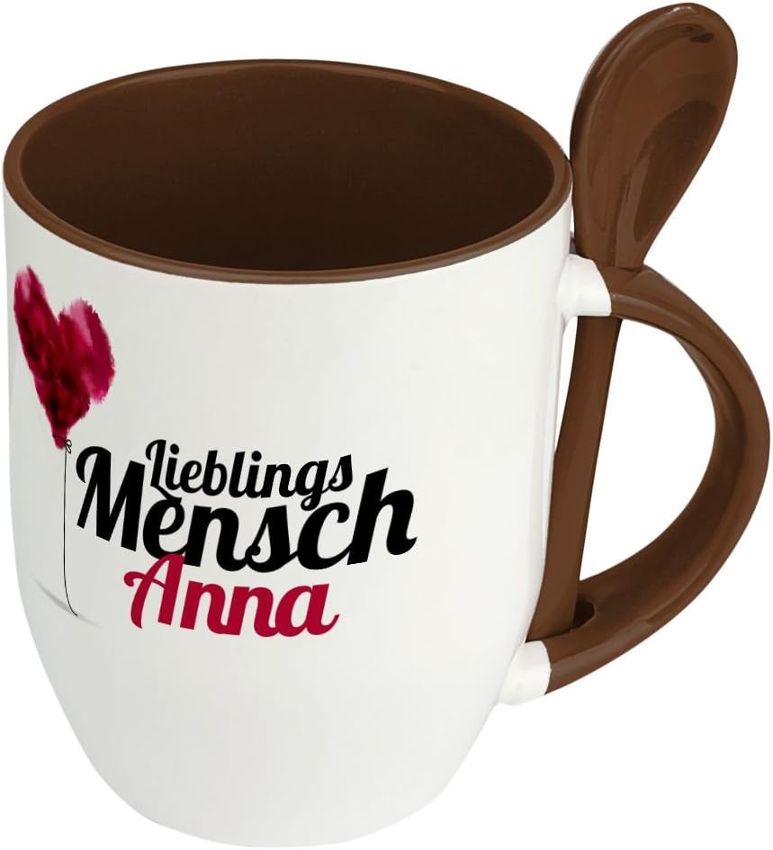 Printplanet Namenstasse Mona – Persönlicher Kaffeebecher Mit Engel-Motiv, Spülmaschinenfest (Schwarz, 325 Ml)