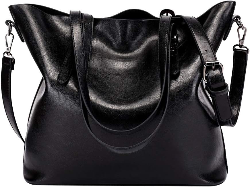 TankMR Women Handbag Tote Bag,Faux Leather Shoulder Bag,Lightweight Tote Bag Lady Stylish Handbags for Work Business School College Travel Black