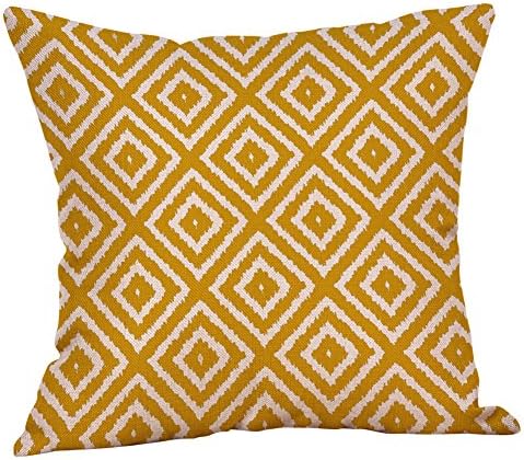 Robemon Pillow Case, Throw Waist Cushion Cover Sofa Bed Home Car Decor Backrest Neck Mustard Geometric Fall Autumn