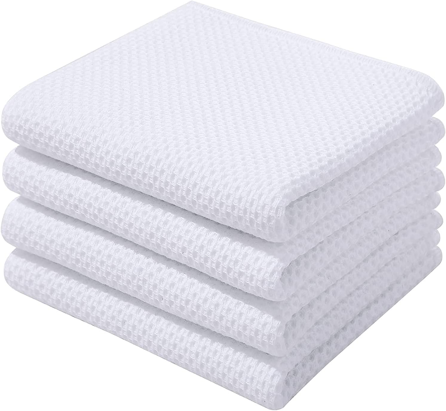 Moosfor 100% Cotton Tea Towels, Highly Absorbent Soft Dish Cloths, Quick Drying Kitchen Cloths for Washing Up, Pack of 4, 32 x 71 cm, White — image 1