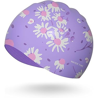 Silicone Swim Cap For Adults - 7.3\" Opening, 7.9\" Height, Non-Slip Waterproof Swimming Hat For Pool & Triathlon (Purple)