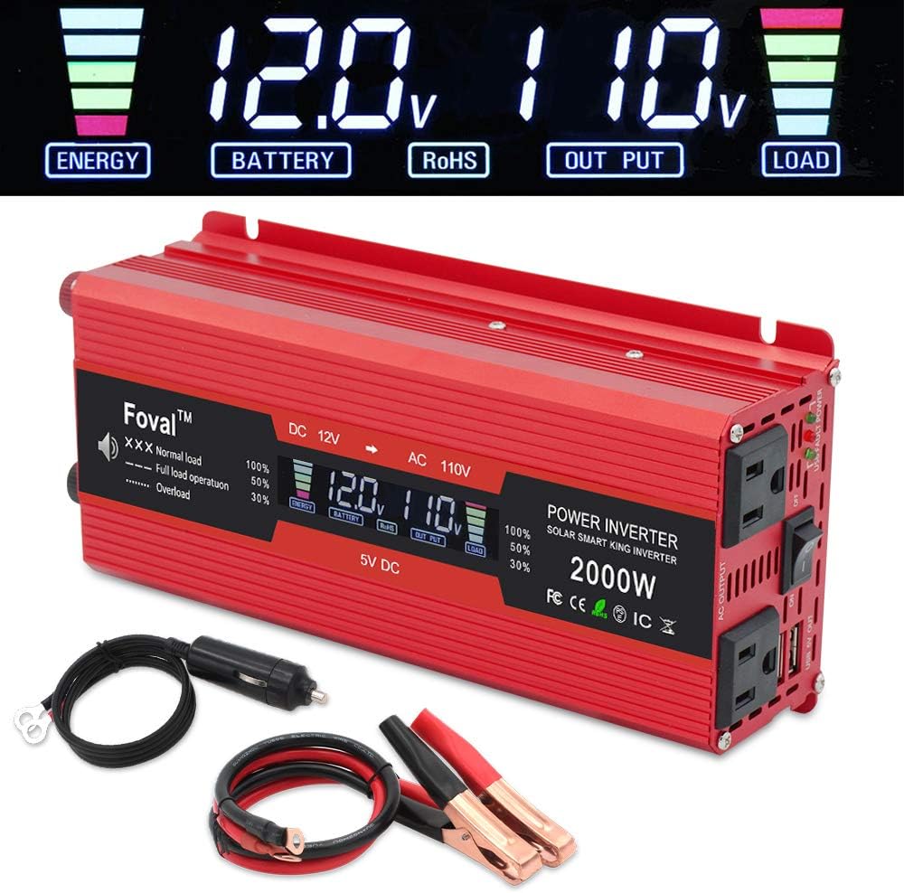 IpowerBingo car Power Inverter 1000W/2000W(peak) Dual AC Outlets and