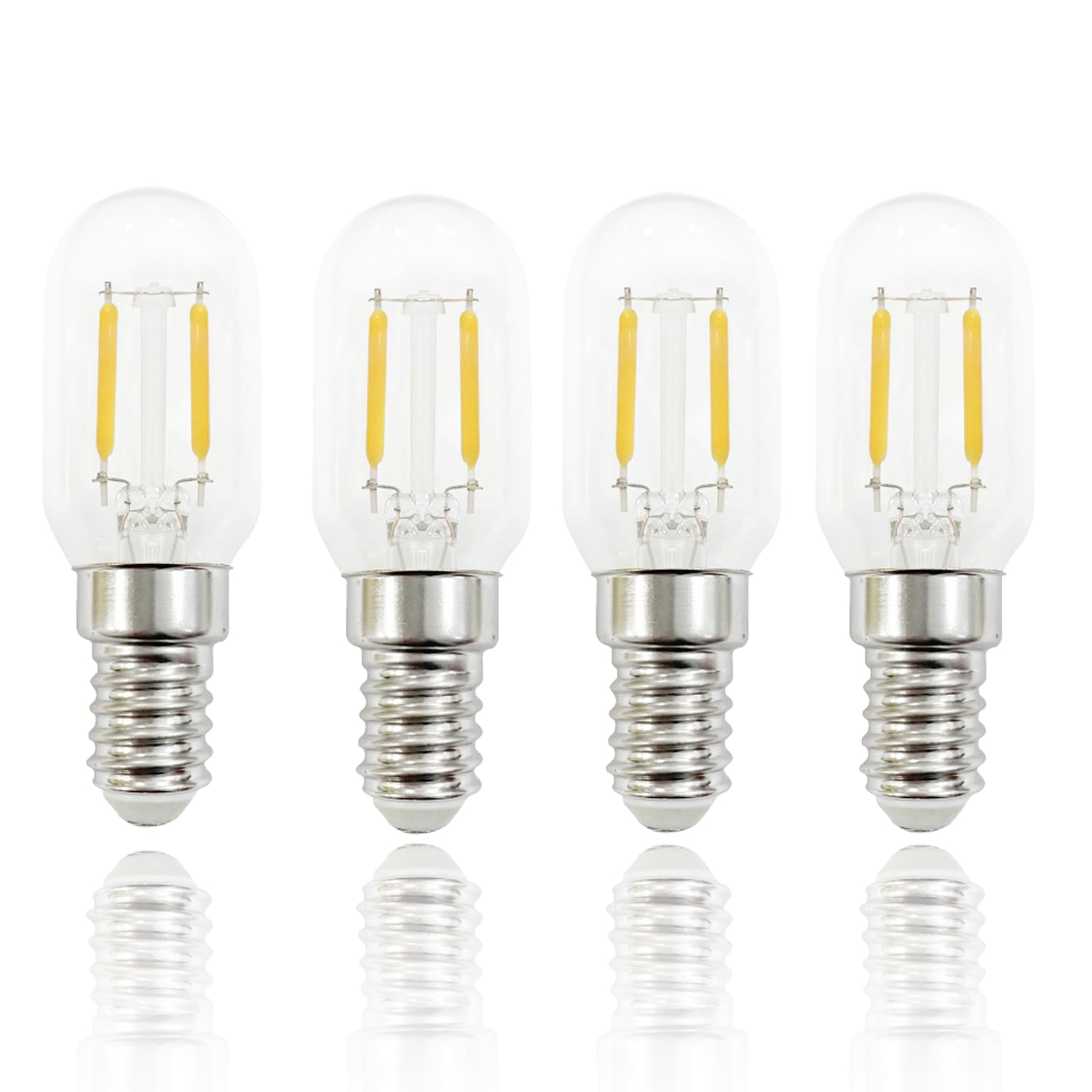 FLSNT LED E14 Fridge Bulb 25W Equivalent, 2W T22 SES E14 Bulb, 230LM 2700K Warm White, Non-Dimmable, Small Edison Screw Bulb for Refrigerator, Cooker Hood, Sewing Machine, Night Light, Pack of 4