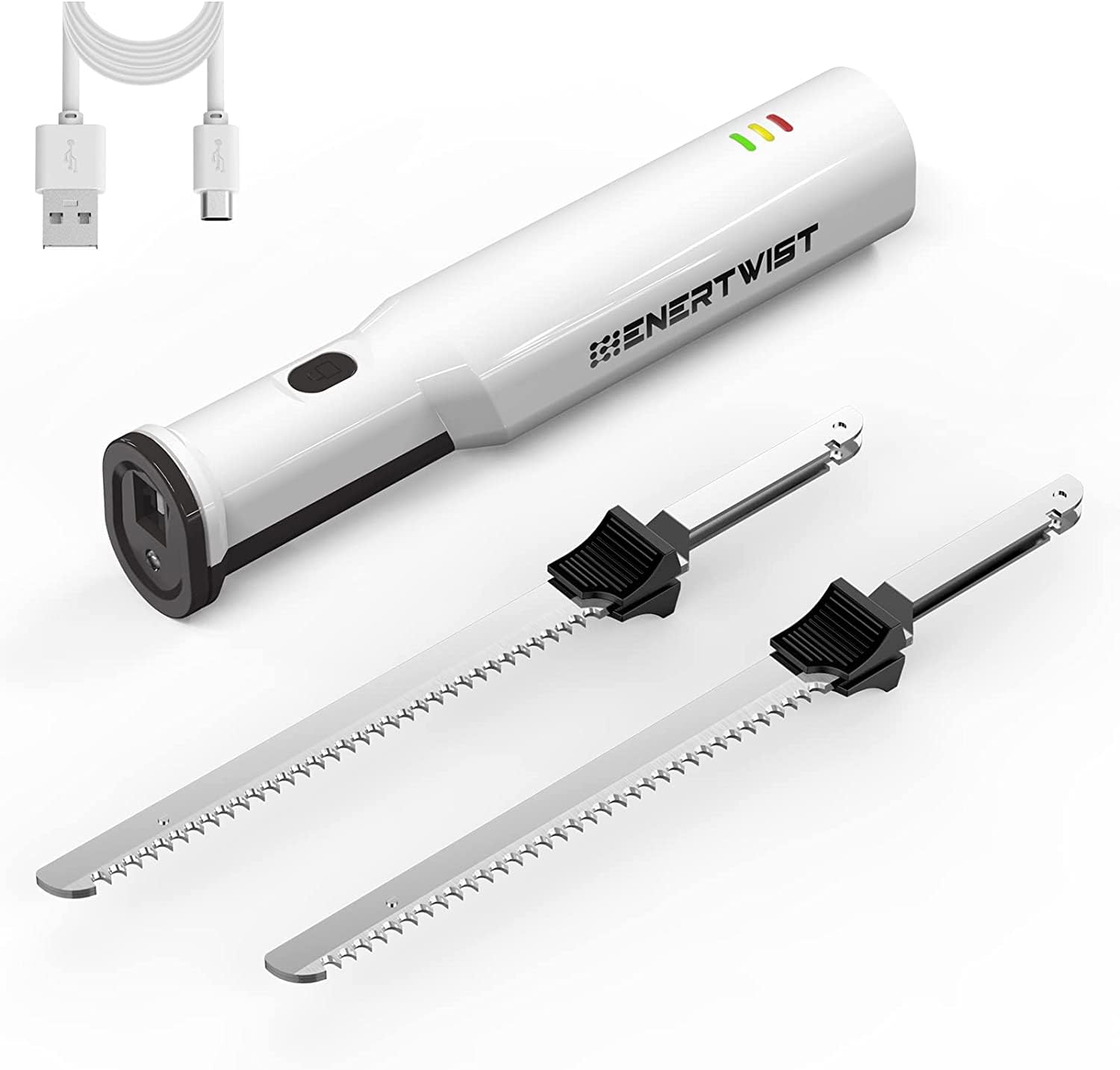 Photo 1 of PARTS ONLY ---------------------- ITEM DOES NOT CUT ---------------------------------------ENERTWIST Cordless Rechargeable Electric Knife 1S Quick Start One-Hand Operation with 4 Stainless Steel Blades and Safety Lock Button, Carving Bread, Meats, Turkey