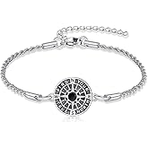 PELOVNY Compass Bracelets for Women Men 925 Sterling Silver Travel Compass Bracelet Graduation Inspirational Jewelry Gifts for Her Him