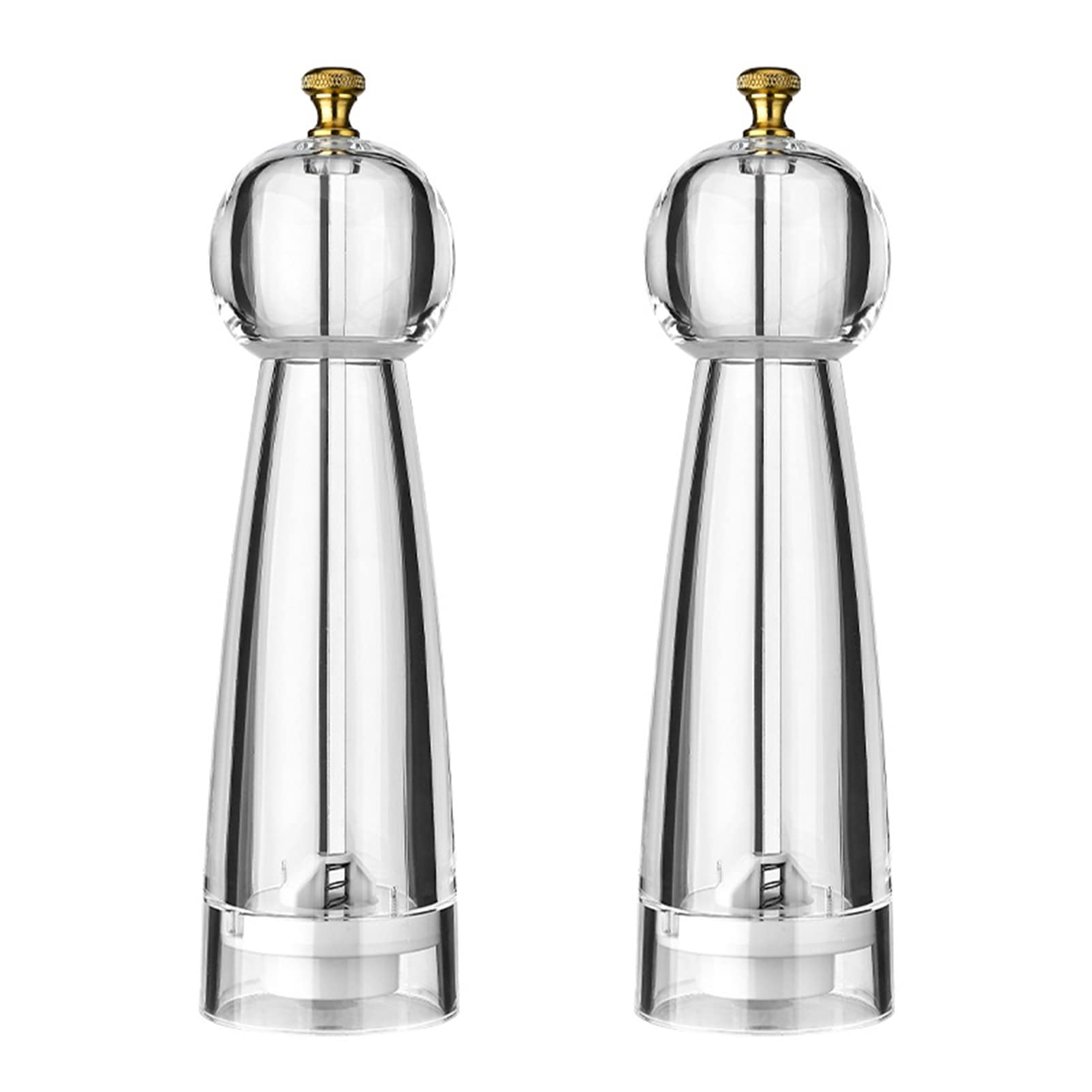 Pepper Grinder Set & Salt Mills, Classic Manual Transparent Acrylic Rotor, 2 pcs 8 in High Capacity Pepper Mills Salt Grinder Seasoning Bottle, Ceramic Core with Adjustable Grain Size Spices Mill
