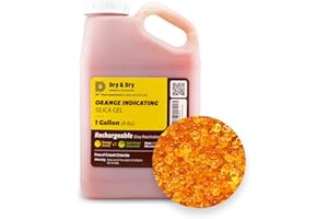 "Dry & Dry" [8 LBS] Premium Orange Indicating Silica Gel Desiccant Beads(Industry Standard 3-5 mm) - Rechargeable(1 Gallon)