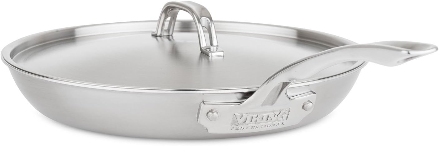 Viking Culinary 4015-1N12SC 12" Non-Stick Fry Pan with Lid Professional 5-Ply, 12 Inch, Silver