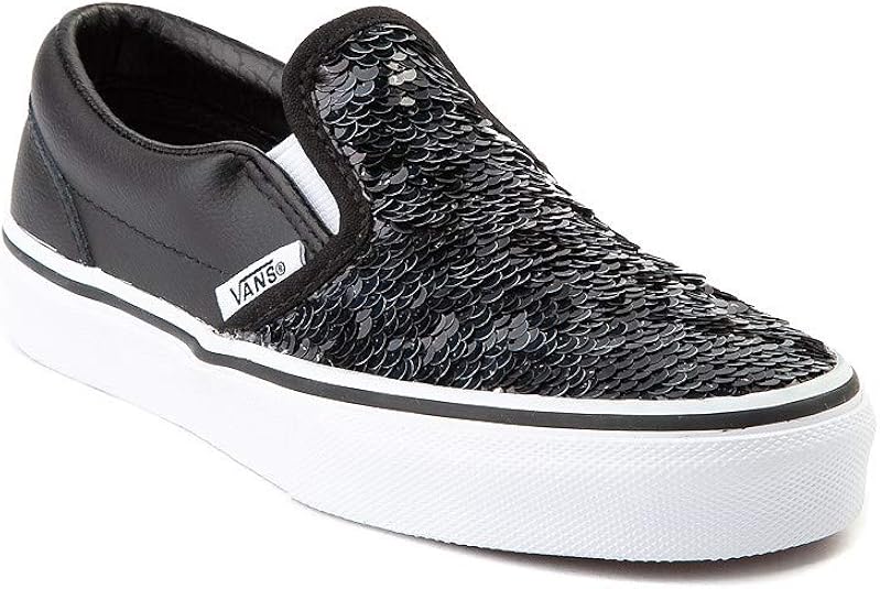 Amazon.com | Vans Girl's Flipping Sequins Classic Slip-On Skate Shoe (13 Little Kid M, (Flipping 