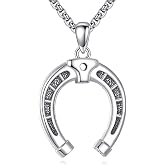 Lattd Horseshoe Necklace 925 Sterling Silver Horse Shoes Pendant Necklaces Jewelry for Men, w/Stainless Steel Chain 22'' + 2''