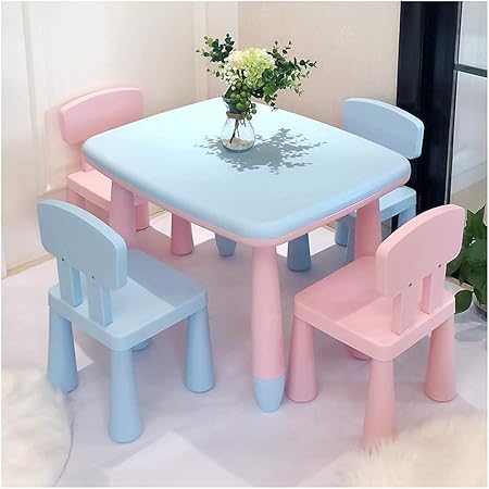 Chaxia Chaise De Table Enfant Ensemble Dessin Jeu Tables Et Chaises Stable Durable Facile A Nettoyer 1 Table 4 Chaises Color E Amazon Fr Cuisine Maison