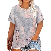 RITERA Women's Plus Size Crewneck Tops Short Sleeve Oversized T Shirt for Women Spring Summer XL 5XL