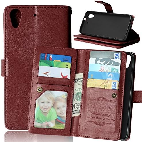 HTC Desire 626 5.0Inch Wallet Case,PU Leather Magnetic Closure Flip Stand Wallet Cover Case with 9 Card Slot Cash Clip Stand Holder