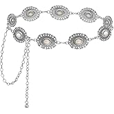 Topbuti Western Oval Concho Chain Belt for Women Metal Waist Chain Belt for Dresses Jeans Western Cowgirl