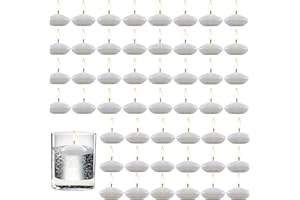 TKOCISA 50 Pieces 1.5 Inch Valentine's Day Floating Candles, Unscented Floating Candles for Centerpieces Dripless Wax Discs for Wedding, Valentine's Party, Pool Party, Spa & Bathtub(White)