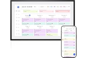 LOOFII 10.1 Inch Smart Digital Calendar – HD Touchscreen Family Planner & Calendar with Chore Chart & Meal Planner (Black White)