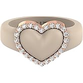Rinfit Women’s Heart Ring – Silicone Wedding Band with Metal Heart, Cubic Zirconia or Plain Metal Frame - Patent Pending Design
