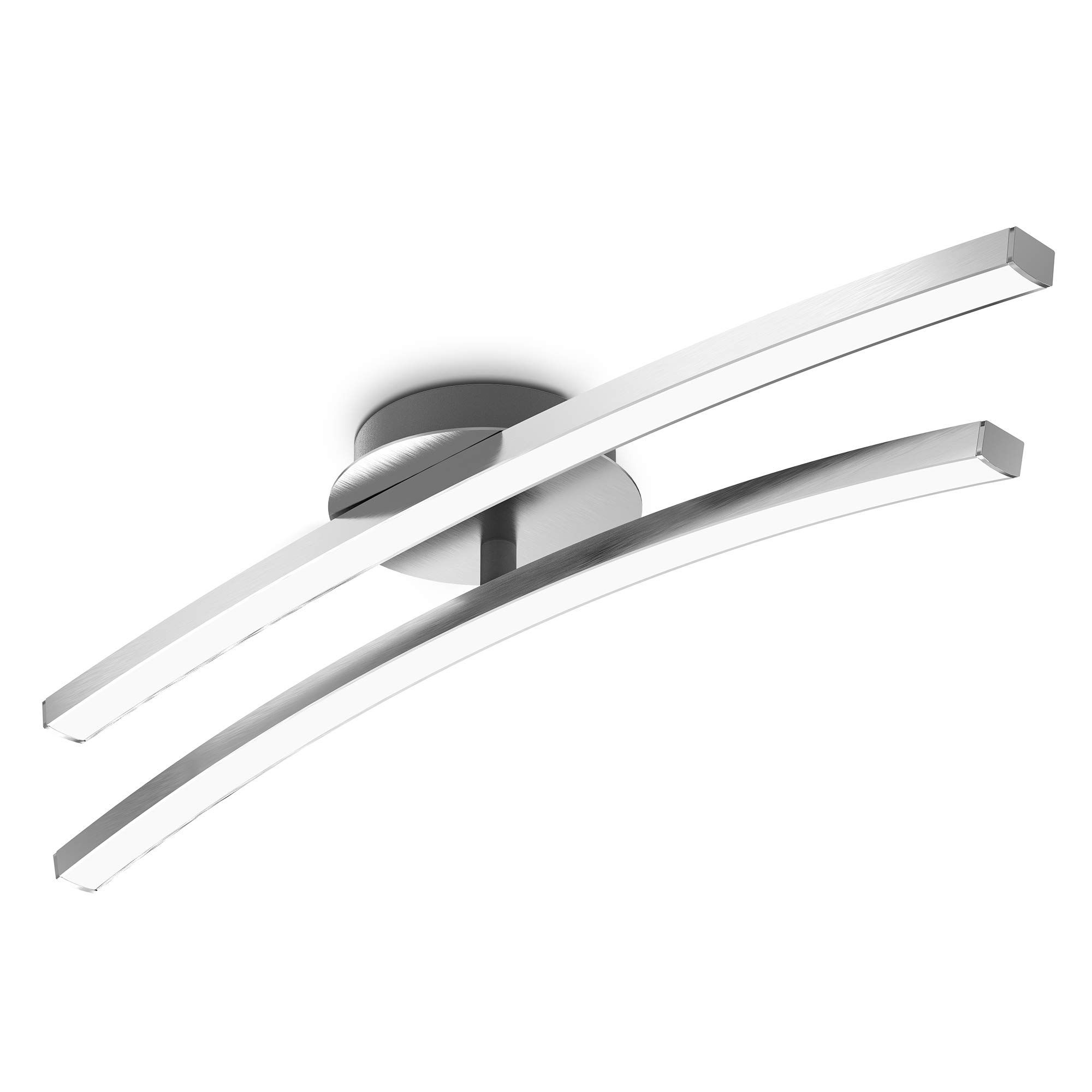 B.K.Licht LED Ceiling Light, 12W, 960Lm, Warm White Light 3000K, Built-in LED Boards Included, 1 Adjustable bar, 21in Long, Modern Ceiling Fixture for bedrooms, Brushed Aluminium Finish, 230V IP20