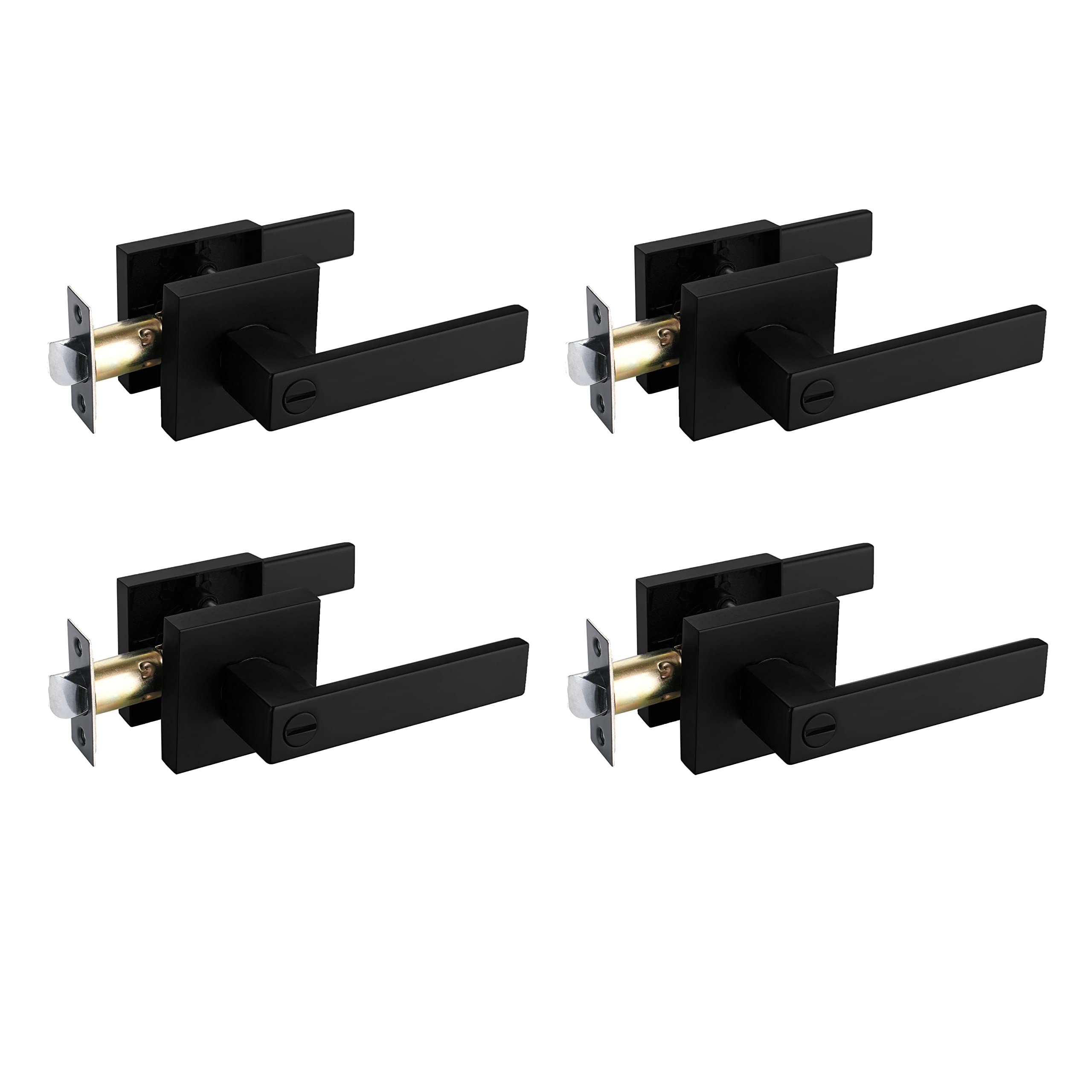 NEWBANG Solid Door Lever Handle Matte Black Finish