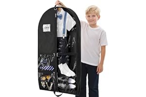 HOPACK Dance Garment Bags for Dancers, 40" Garment Bags for Hanging Clothes with 3 Clear Zipper Pockets, Cheer Uniform Garment Bag for Suits, Travel & Sports Jersey, Cheer Uniform (Black, 1Pack 40")