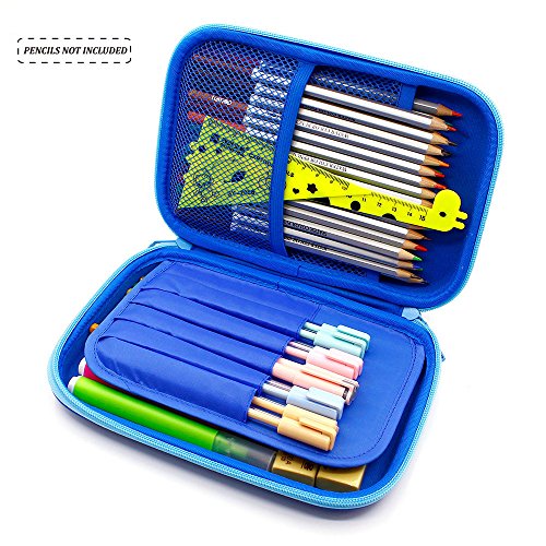 Cool Baseball Boys Dinosaur Pencil Case - Large Capacity Hardtop Pencil Box with Compartments - Colored Pencil Holder School Supply Organizer for Kids Girls Toddlers Children (Royal Blue)