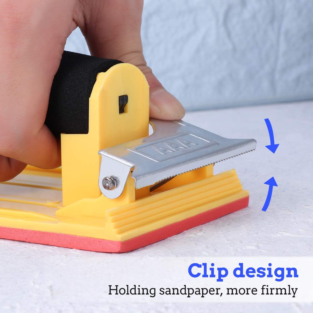 OUNONA Hand Grip Sandpaper Holder Sponge Handle Handheld Sand Paper Frame Grinding Polished Tools For Walls Woodworking Sanding Abrasive Tools (Yellow) - Image 3